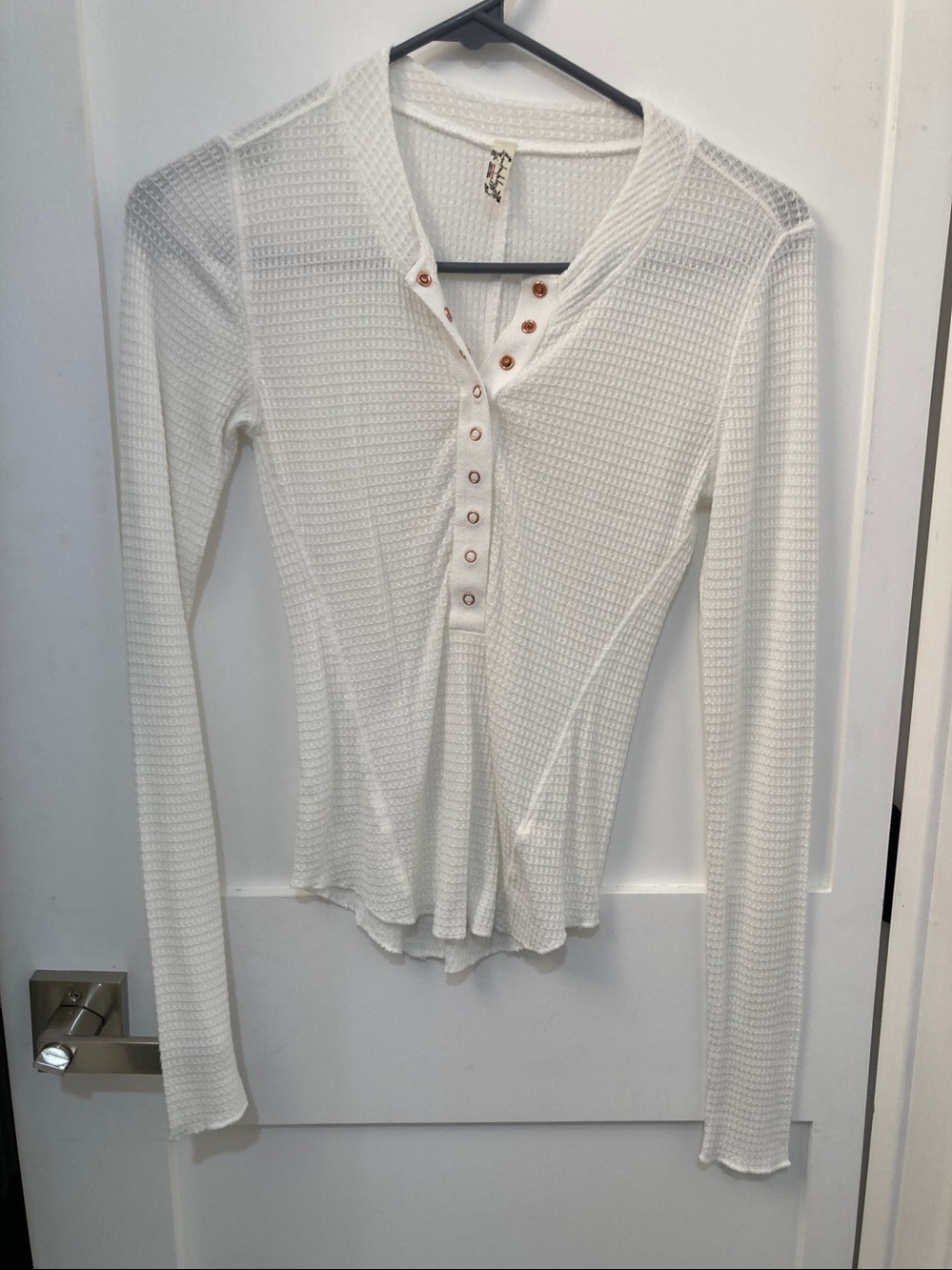 Anthropologie Snap button Henley XS white